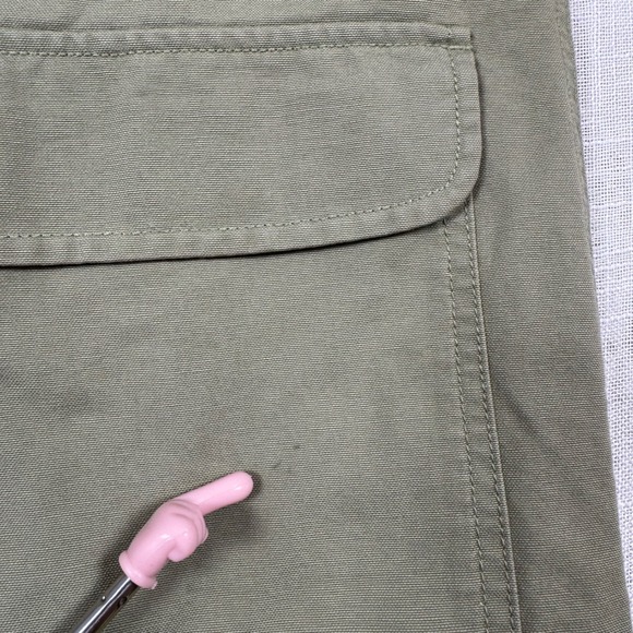 VTG LL Bean Women M Utility Field Barn Jacket Green Canvas Corduroy Chore Coat - Picture 4 of 16